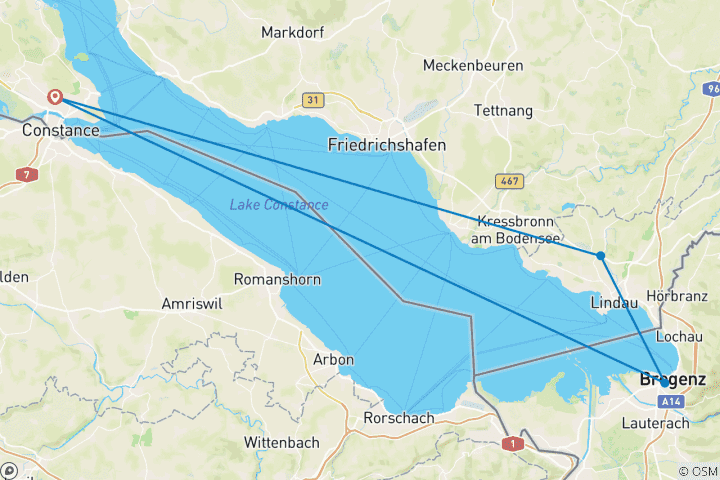 Carte du circuit OPÉRA : LA TRAVIATA AU BREGENZER FESTSPIELE (AUTRICHE)
