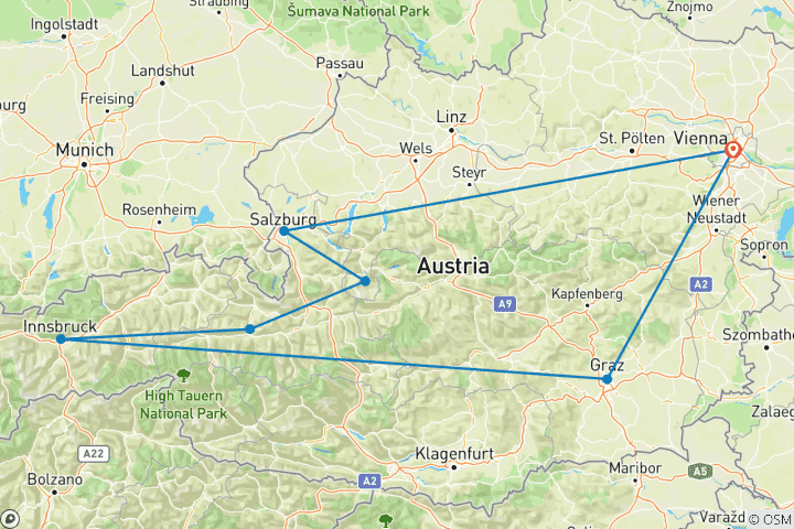 Carte du circuit LE MEILLEUR DE L'AUTRICHE EN TRAIN
