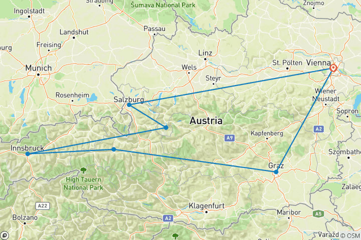 Mapa de CONDUCIÉNDOTE POR AUSTRIA