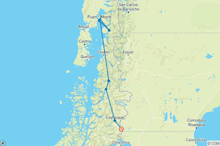 Mapa de Chile - Lo más destacado de la Carretera Austral (13 días)