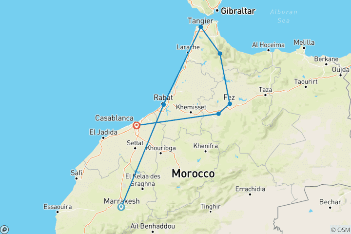 Carte du circuit Aventure au nord du Maroc
