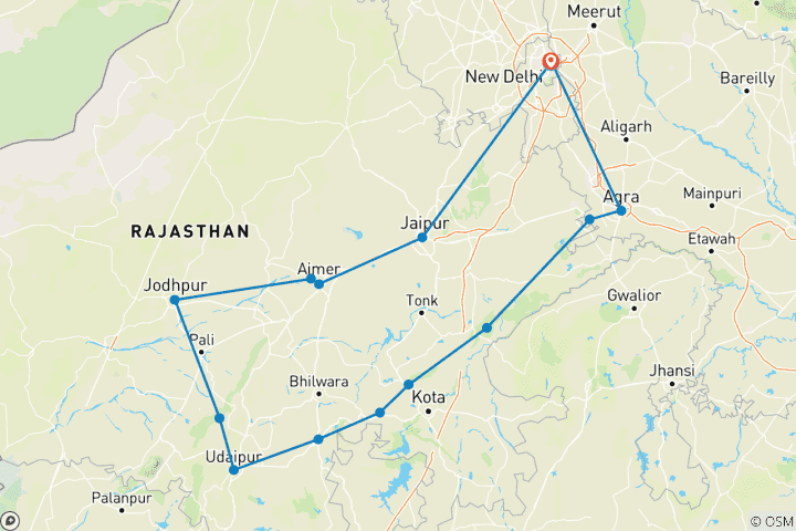 Kaart van Rajasthan Wandeltochten met Taj Mahal Tour door G Ervaringen