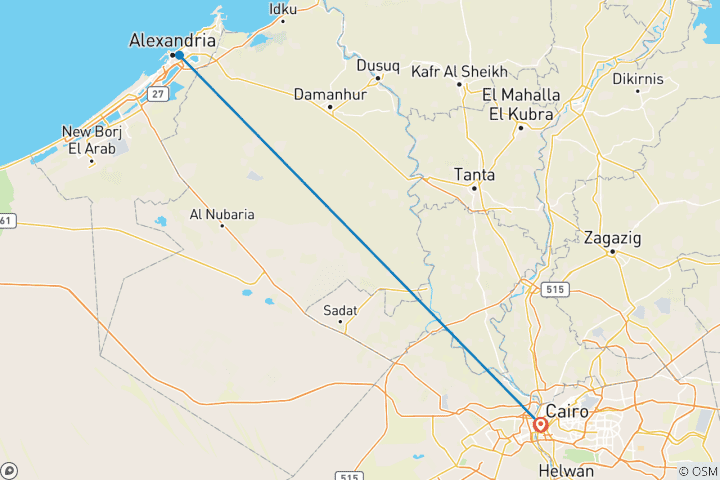 Karte von 3 Tage 2 Nächte Ägypten Urlaubspaket beinhaltet Alexandria & Kairo