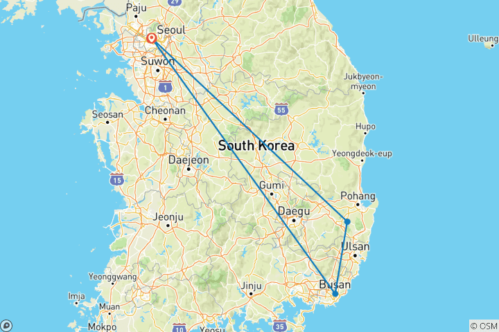Mapa de Corea Prime Tour 8 Días - Goodmate Travel