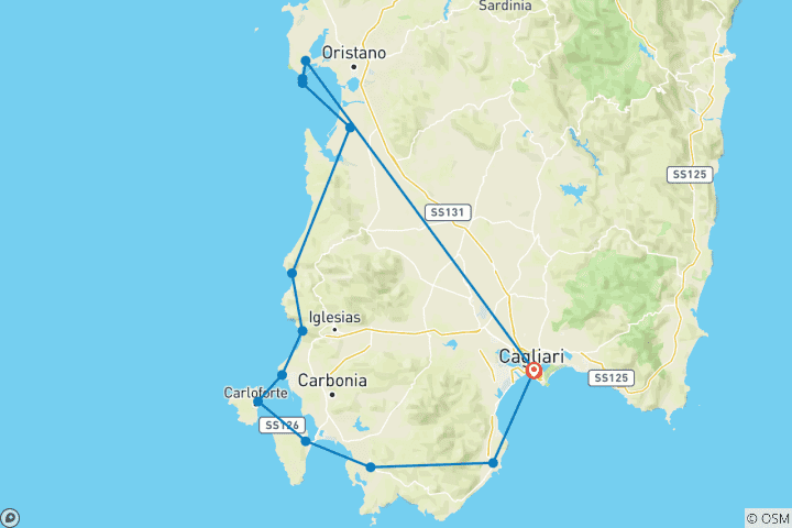 Map of Cycling in Sardinia