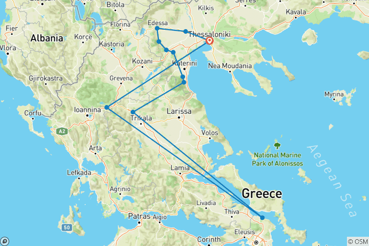 Karte von Mythos, Geschichte und byzantinisches Erbe 3 Tage/ 2 Nächte