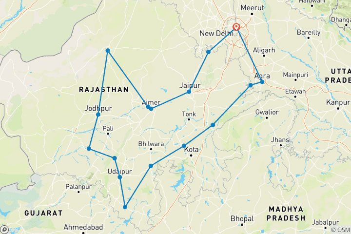 Karte von Nordindien Wanderungen von G Experiences