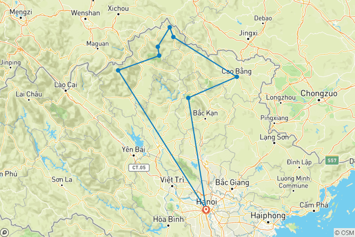 Karte von Ha Giang, Cao Bang & Ba Be8 Tage 7 Nächte [Privatreise]