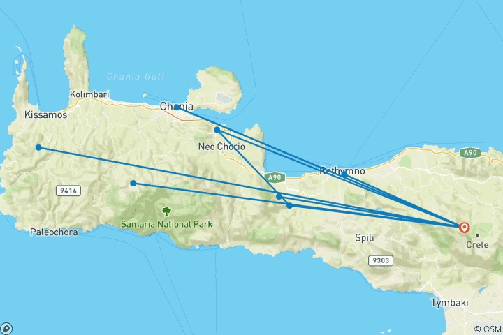 Mapa de Caminar por Creta