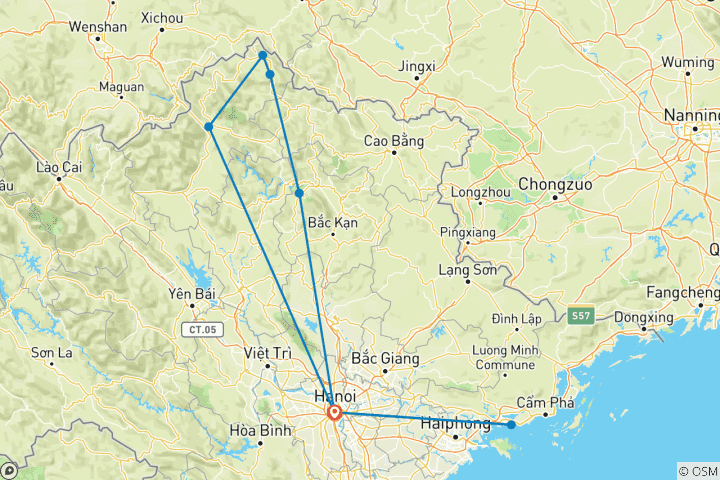 Carte du circuit Ha Giang et la baie d'Halong - 8 jours 7 nuits [Circuit privé]