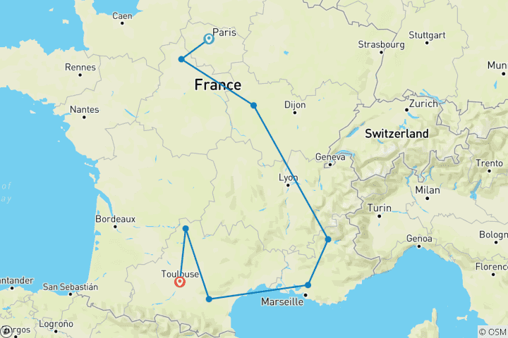 Kaart van De terugkeer van het goddelijke vrouwelijke Pelgrimstocht naar Frankrijk met Andrew Harvey