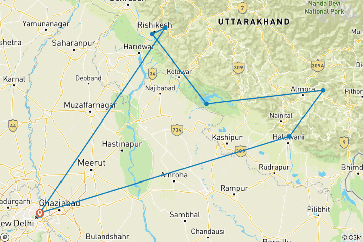 Map of Incredible India  – Our very special lower Himalayas trek (Women-Only)