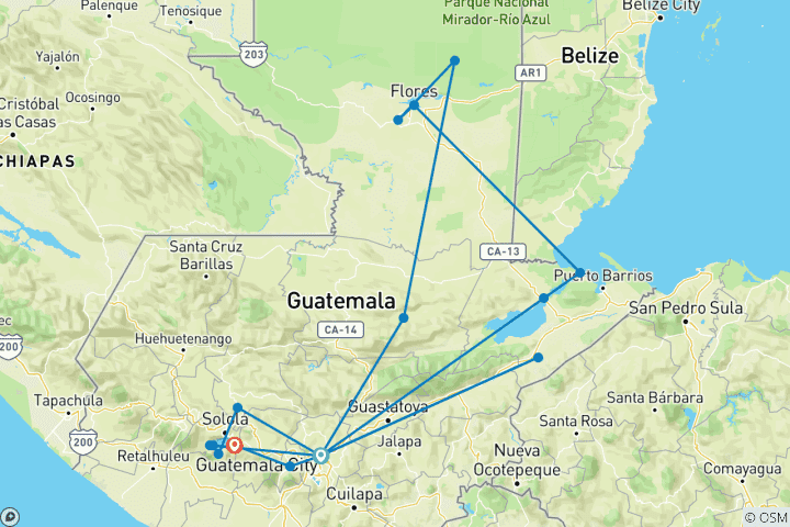 Karte von Guatemala: Höhepunkte