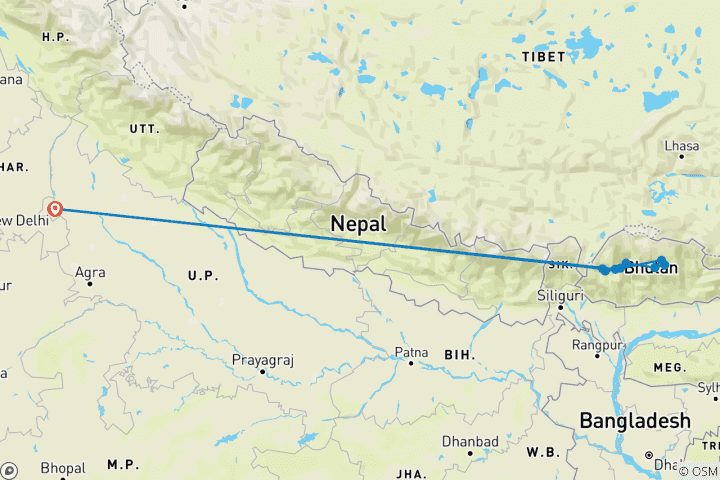 Karte von Bhutan ─ Wo das Glück zu Hause ist