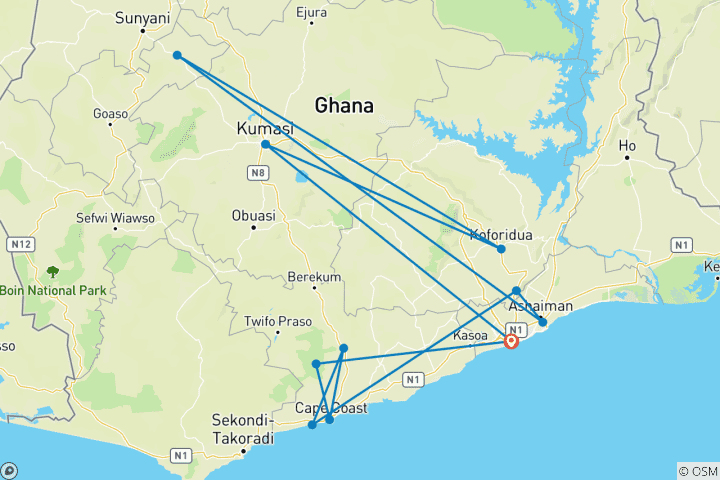 Carte du circuit Le meilleur du Ghana - 8 jours