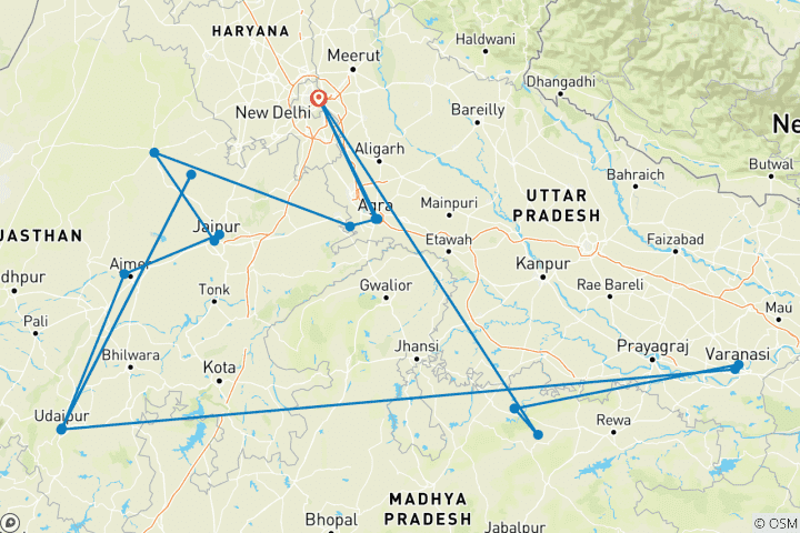 Mapa de Totalmente India - 14 días
