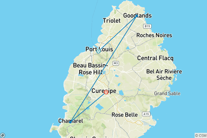 Carte du circuit Semaine de la plage à l'île Maurice - 7 jours