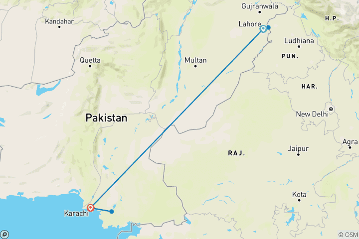 Carte du circuit Exploration de Lahore et Karachi - 7 jours