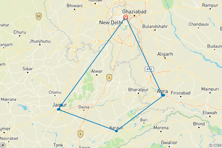 Mapa de Maravillas de la India - 6 días