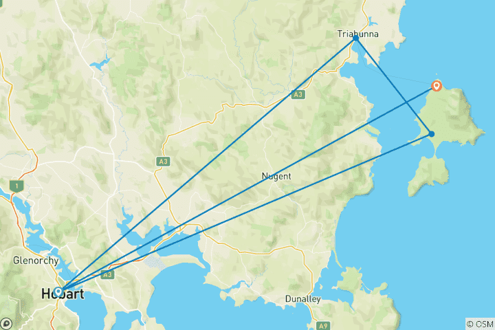 Carte du circuit Escapade hivernale sur l'île Maria en Tasmanie