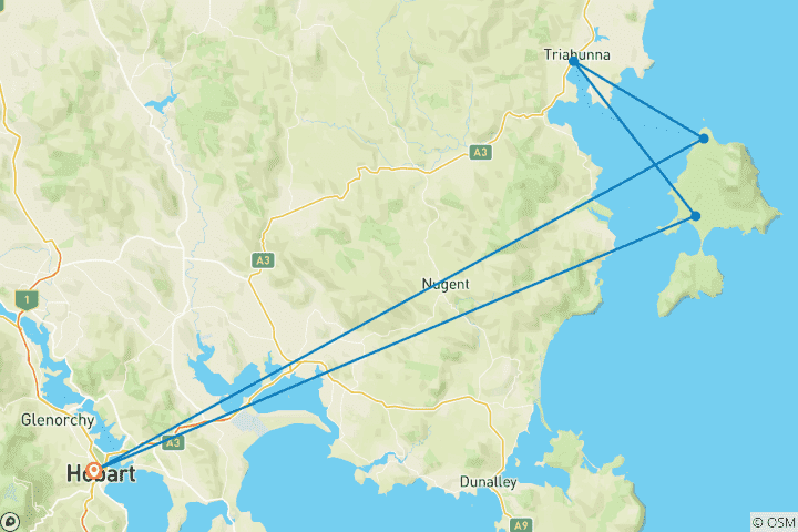 Carte du circuit Marche sur l'île Maria en Tasmanie (Porté)