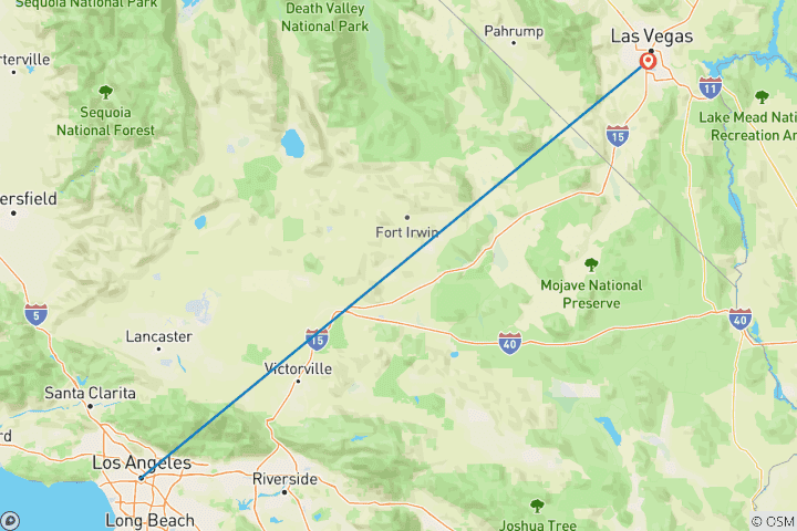 Kaart van 7-Daagse Rondreis Los Angeles + Las Vegas + Grand Canyon National Park + Antelope Canyon + Bryce Canyon National Park + Grand Teton National Park + Yellowstone National Park + Salt Lake City(Tweetalig:Chinees+Engels)