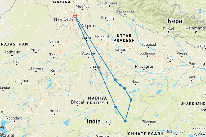Kaart van India Wildlife Handtekening