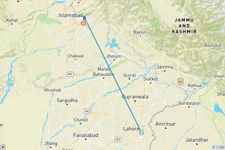 Karte von 05 Tage Lahore, Islamabad Tour