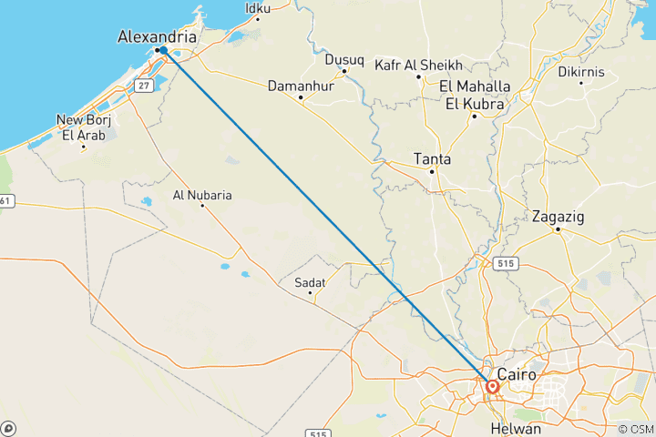 Kaart van Tour naar Alexandrië vanuit Caïro met de auto