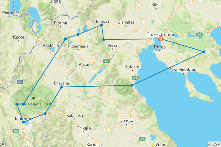 Carte du circuit Circuit expérientiel en Grèce du Nord - 8 jours