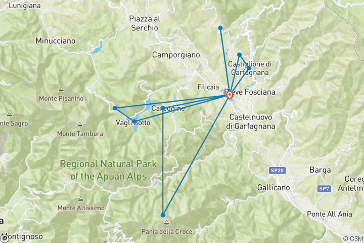 Map of Walking in Tuscany