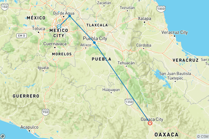 Carte du circuit Aventure gastronomique au Mexique (4 destinations)