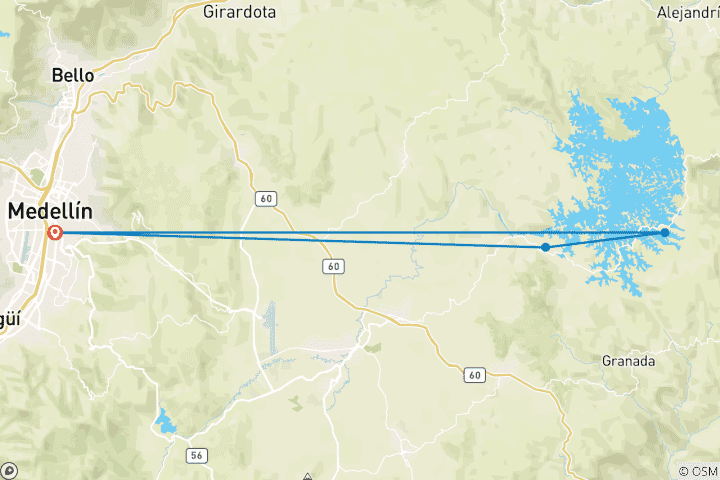 Mapa de Experiencia cafetera de 6 días en Medellín, viaje privado