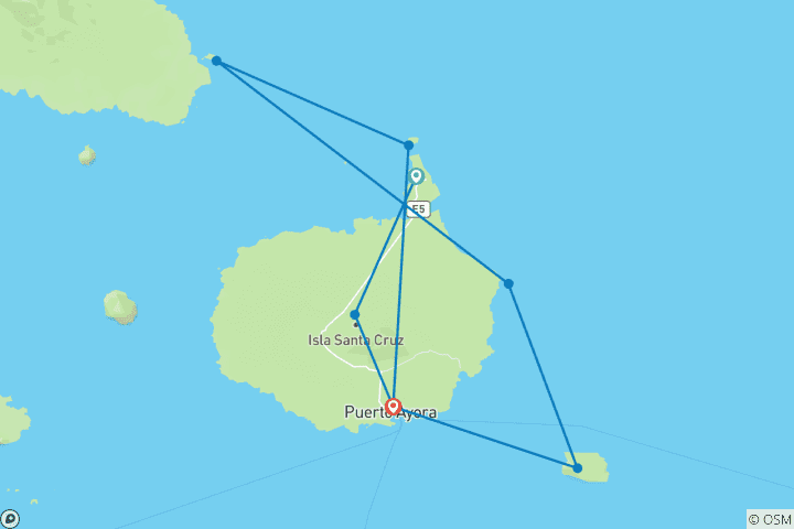 Map of 4-Day Wildlife & Wonders of Galapagos