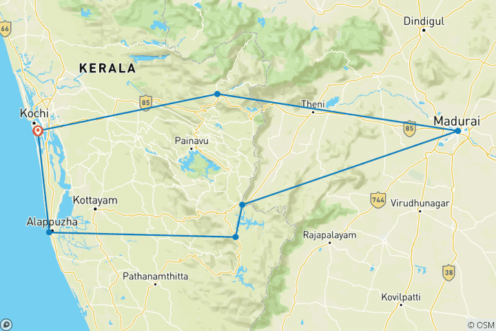 Map of Spice Trails of Kerala