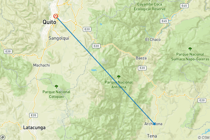 Carte du circuit Expérience de bien-être de 3 jours en Amazonie