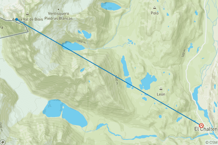 Kaart van 4-daagse El Chaltén, het hart van Patagonië