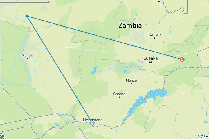 Carte du circuit Itinéraire des hauts lieux du Zambèze : Chutes Victoria, safari et croisière sur le Zambèze - 3 jours