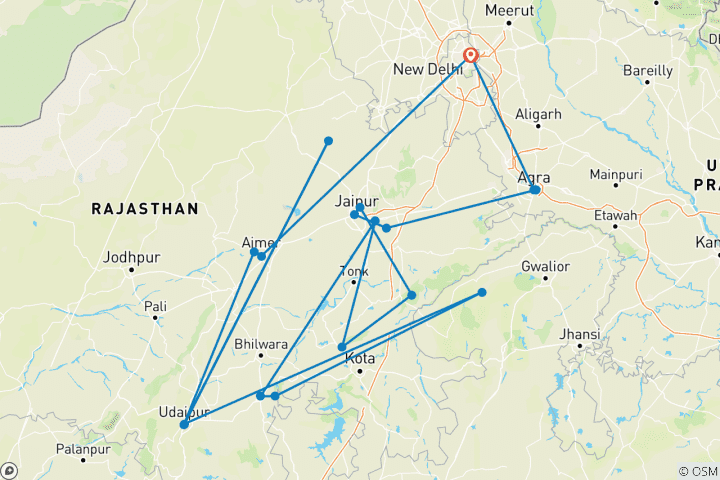 Carte du circuit Le Rajasthan classique