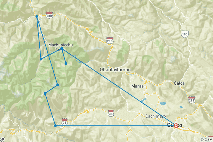 Carte du circuit Trek du Salkantay 4J/3N