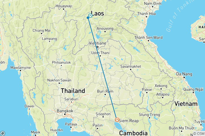 Carte du circuit Signature :  Les traditions anciennes du Laos et du Cambodge