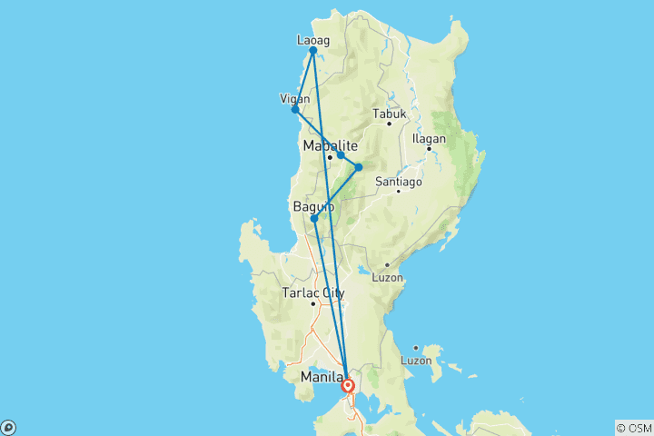 Map of 9 Days Northern Luzon Heritage Tour (private guide & driver）Family Tour