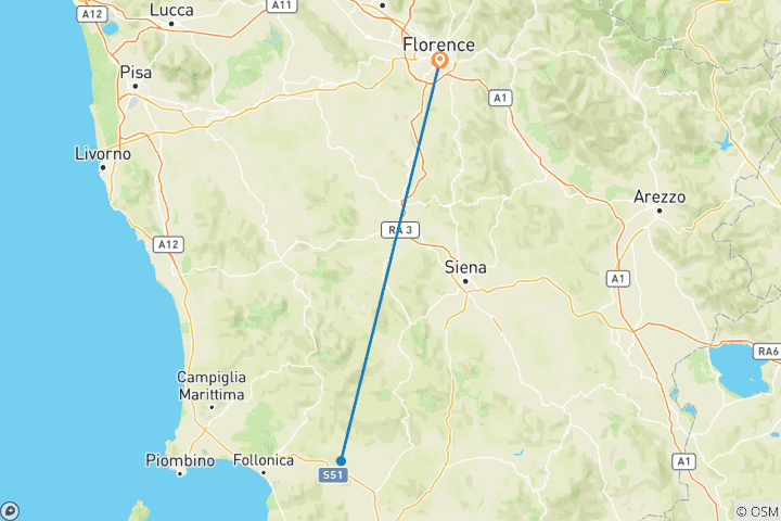 Map of Florence Cultural & Tuscany Wine & Hills Tour - 5 Days