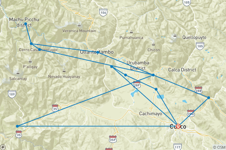 Map of The Salkantay Trek