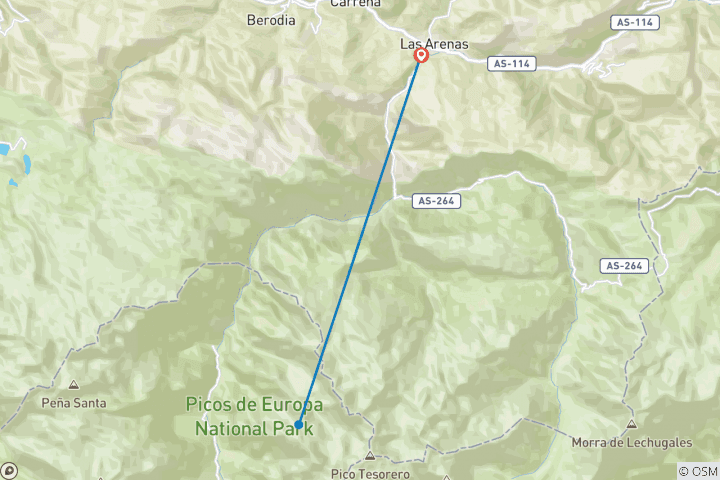 Map of Walking the Picos de Europa