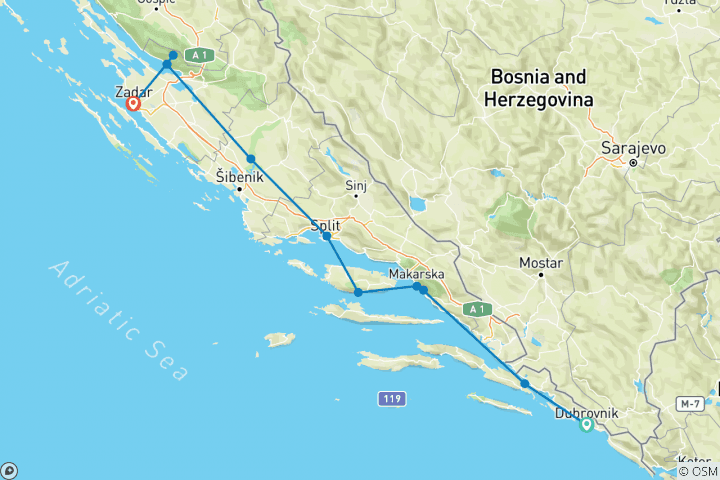 Map of Walking Croatia: Islands & Mountains