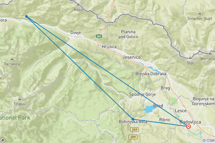 Map of Walking the Slovenian Alps