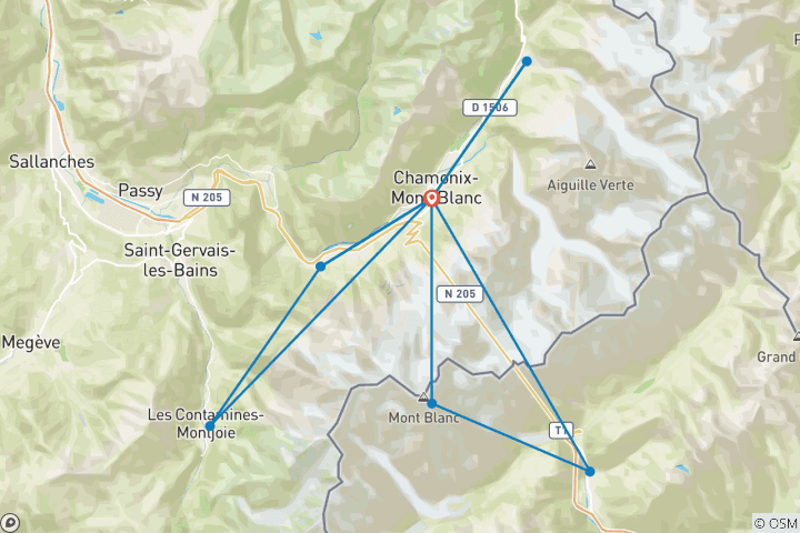 Map of Mont Blanc Highlights