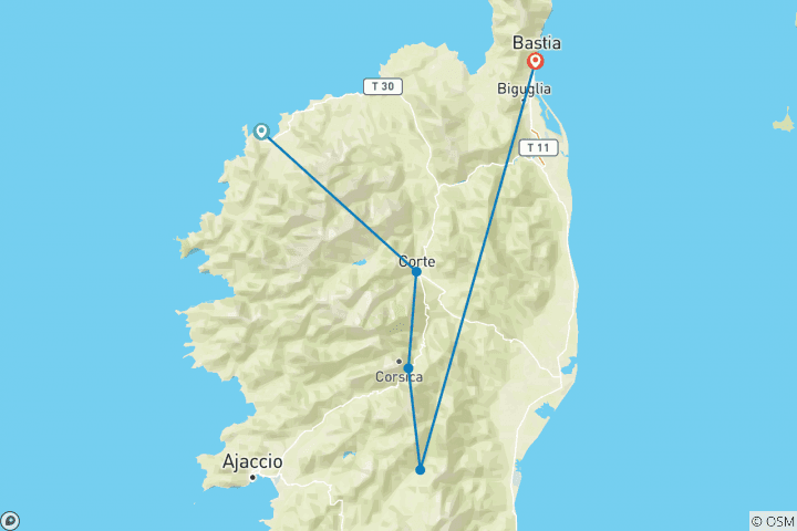 Carte du circuit Randonnée sur le GR20 en Corse