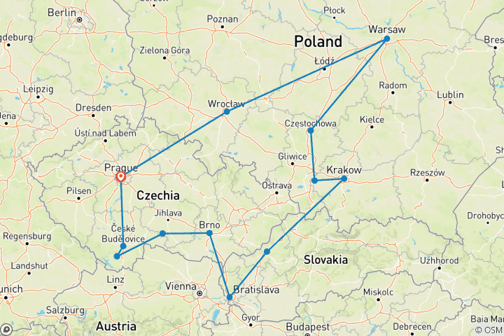 Map of Czechia and Essential Poland